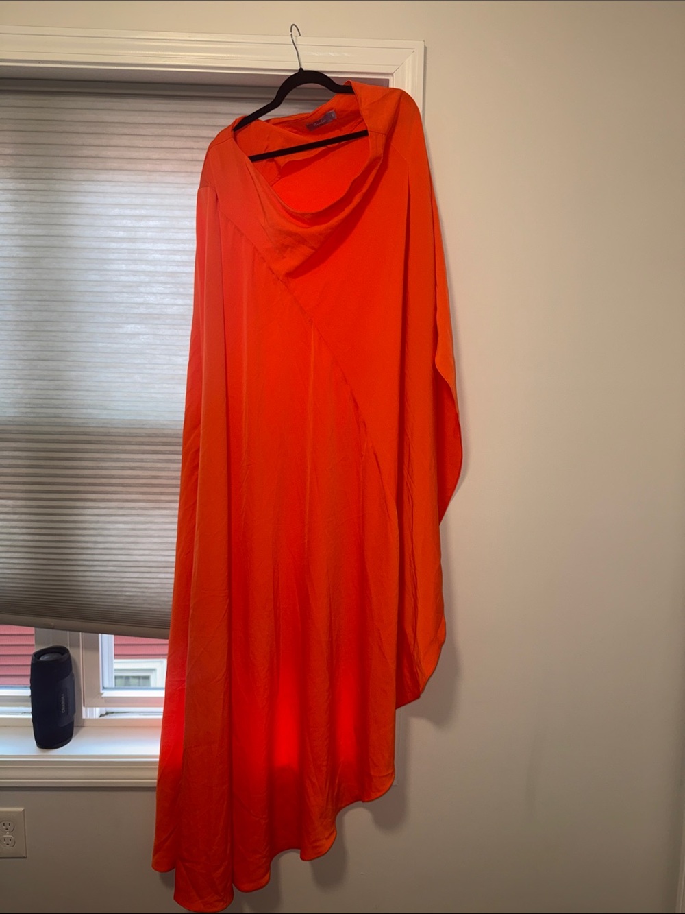 Hanifa Bright Orange Asymmetric Draped Dress